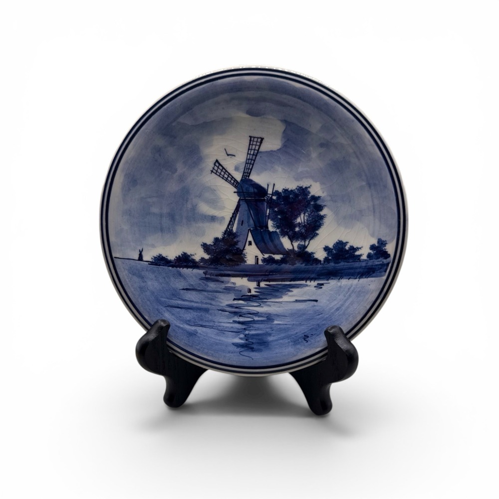 Blue Delft‎ Handpainted Windmill Wall Hanging Plate Made in Holland 6.75 Inch